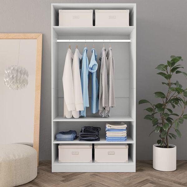 vidaXL Garderobe hvit 100x50x200 cm konstruert tre