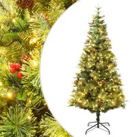 vidaXL Forhåndsbelyst juletre med kongler grønn 120 cm PVC og PE