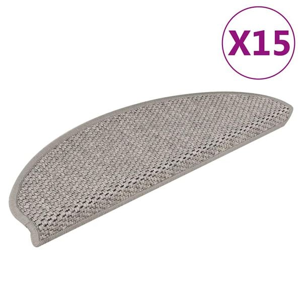 vidaXL Selvklebende trappematter sisal-utseende 15 stk 65x21x4 cm s&oslash;lv