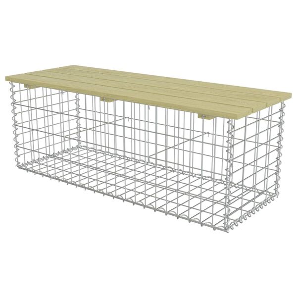 vidaXL Gabionbenk 120 cm galvanisert st&aring;l og furu