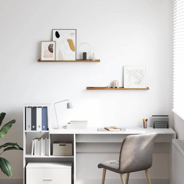 vidaXL Vegghylle med hylle 2 pcs Brun 80 x 9 x 3 cm Konstruert tre