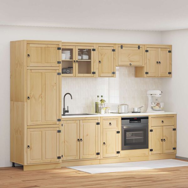 vidaXL Kabinett med skuff med hylle SKI 9 pcs HonningBrun Massiv furu