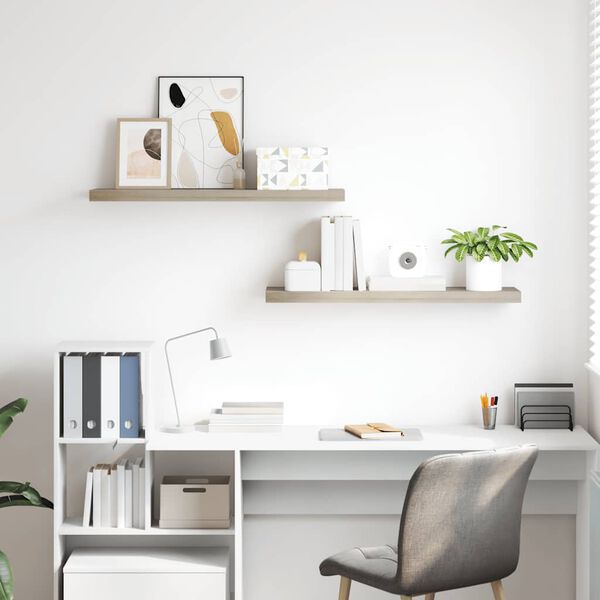 vidaXL Flytende vegghyller 2 stk eik 90x23,5x3,8 cm MDF