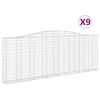 vidaXL Gabionkurver buede 9 stk 400x30x140/160 cm galvanisert jern