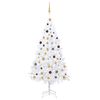 vidaXL Forh&aring;ndsbelyst kunstig juletre med kulesett hvit 210 cm PVC