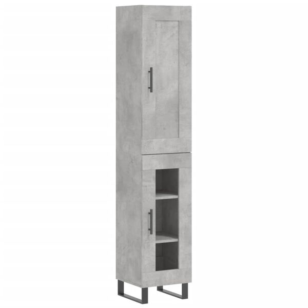 vidaXL Highboard betonggr&aring; 34,5x34x180 cm konstruert tre