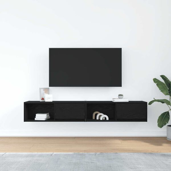 vidaXL TV-benker 2 stk svart eik 80x31x25,5 cm konstruert tre