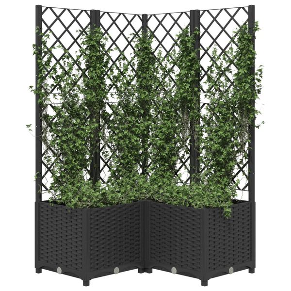 vidaXL Plantekasse med espalier svart 80x80x136 cm PP