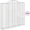 vidaXL Gabionkurver buede 14 stk 200x50x180/200 cm galvanisert jern
