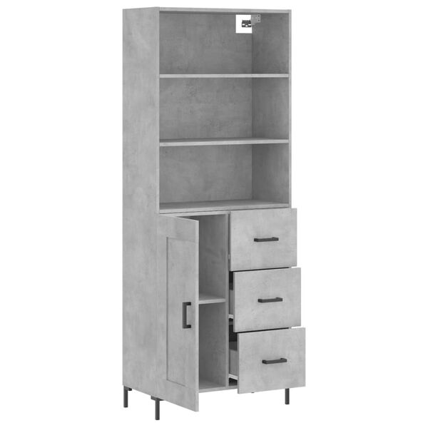 vidaXL Highboard betonggr&aring; 69,5x34x180 cm konstruert tre