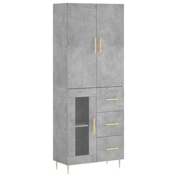 vidaXL Highboard betonggr&aring; 69,5x34x180 cm konstruert tre