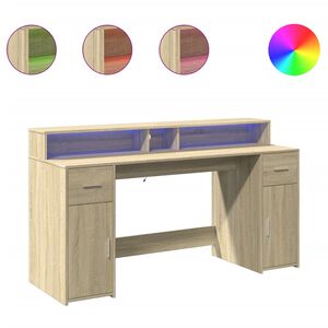 vidaXL Skrivebord med LED-lys sonoma eik 160x55x91 cm konstruert tre