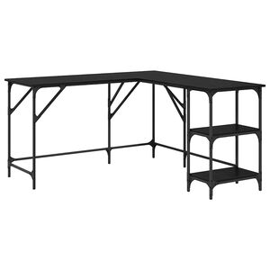 vidaXL Skrivebord Svart Eik 139 x 139 x 75 cm Konstruert tre