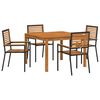 vidaXL Hage Spisegruppe 5 pcs Svart Solid akasietre