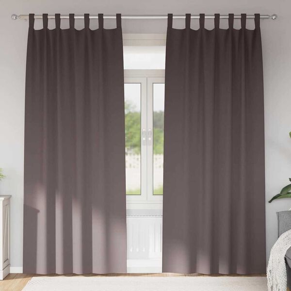 vidaXL M&oslash;rkleggende Gardiner med Ringer 2 pcs M&oslash;rk brun 225 x 140 cm