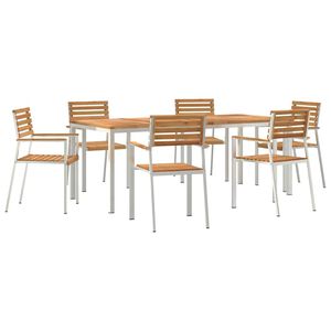 vidaXL Hage Spisegruppe 7 stk. Massiv teak og rustfritt st&aring;l