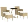 vidaXL Hagebistrosett 5 deler polyrotting og herdet glass beige