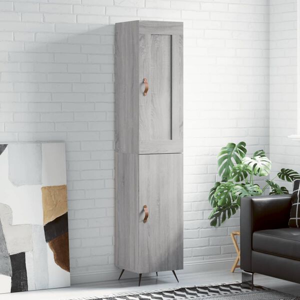 vidaXL Highboard gr&aring; sonoma 34,5x34x180 cm konstruert tre