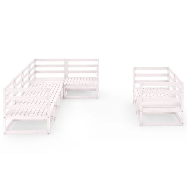 vidaXL Hagesofagruppe 7 deler hvit heltre furu