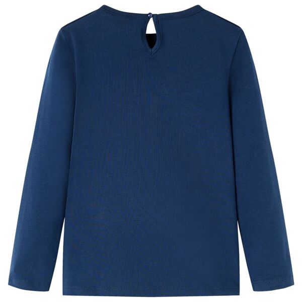 T-skjorte for barn med lange ermer marinebl&aring; 116
