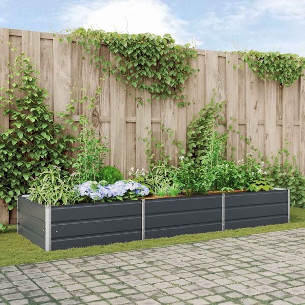 vidaXL Plantekassed Antrasitt 195 x 100 x 45 cm Galvanisert St&aring;l