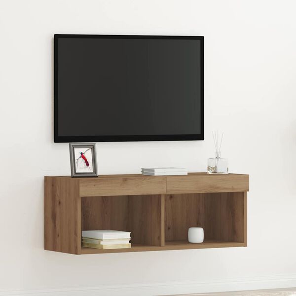 vidaXL TV-benksett med LED artisan eik 80 x 30 x 30 cm Konstruert tre