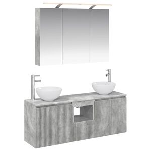 vidaXL Baderomsskapsett 4 pcs Betonggr&aring; 100 x 14,5 x 70 cm