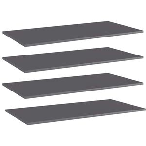 vidaXL Hylleplater 4 stk h&oslash;yglans gr&aring; 100x50x1,5 cm sponplate