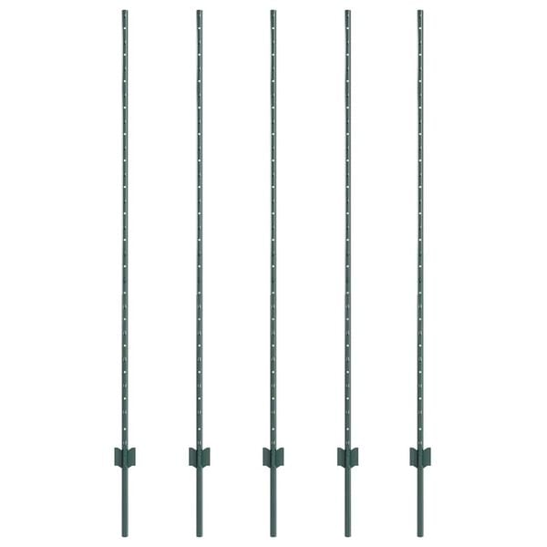 vidaXL Gjerdep&aring;le 5 pcs gr&oslash;nn 150 cm St&aring;l
