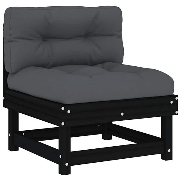 vidaXL Midtsofaer med puter 2 stk svart heltre furu