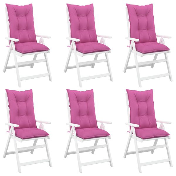 vidaXL Stolputer h&oslash;y ryggst&oslash;tte 6 stk rosa 120x50x7 cm stoff