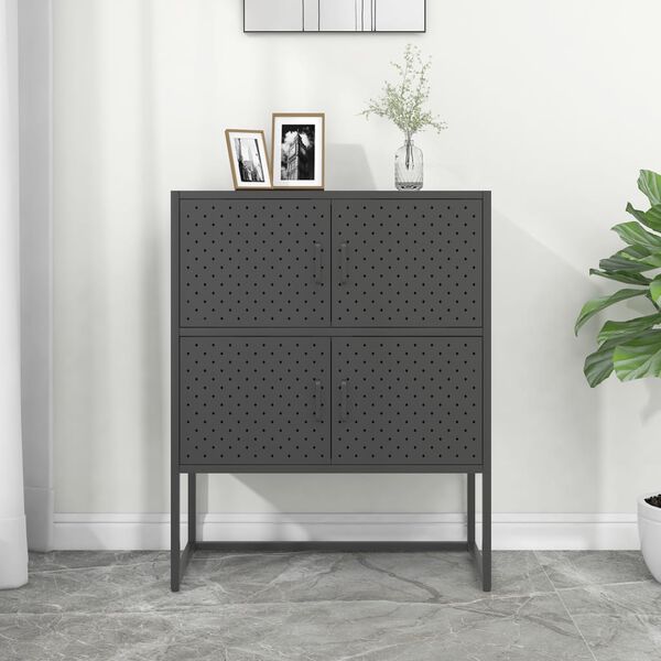 vidaXL Highboard antrasitt 80x35x100 cm st&aring;l