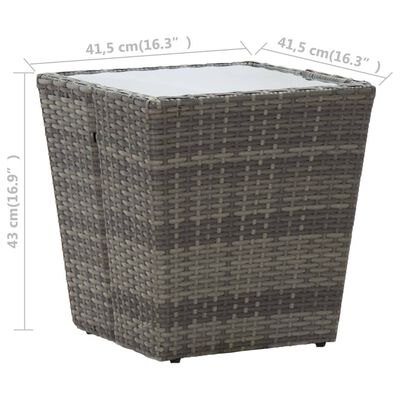 vidaXL Tebord grå 41,5x41,5x43 cm polyrotting og herdet glass