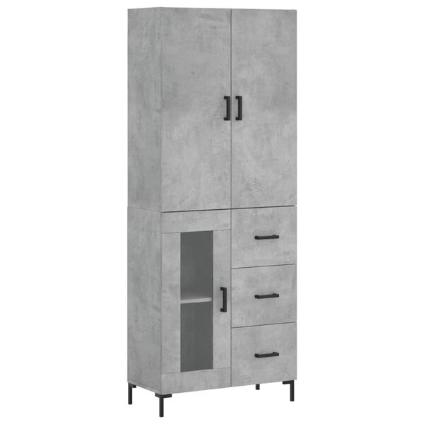 vidaXL Highboard betonggr&aring; 69,5x34x180 cm konstruert tre