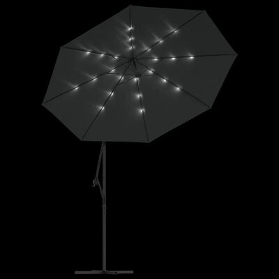 vidaXL Hengeparasoll med LED-lys og stålstang 300 cm antrasitt