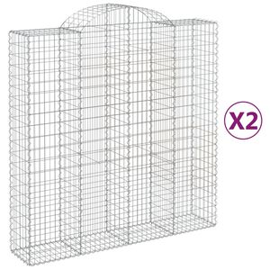 vidaXL Gabionkurver buede 2 stk 200x50x200/220 cm galvanisert jern
