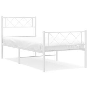 vidaXL Sengeramme i metall med hode- og fotgavl hvit 80x200 cm