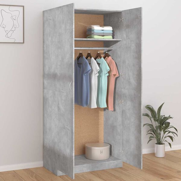 vidaXL Garderobe betonggr&aring; 90x52x200 cm konstruert tre