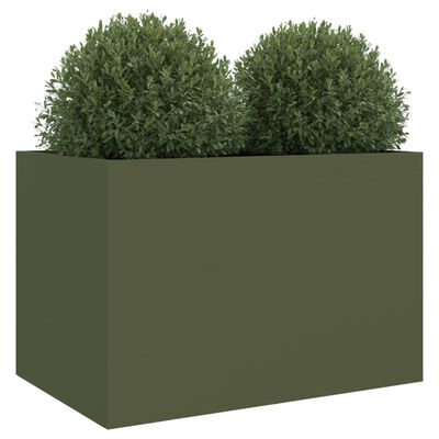 vidaXL Plantekasse olivengrønn 62x47x46 cm kaldvalset stål