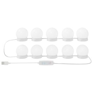 vidaXL Speillamper med LED-lysstrimler Hvit 4,5 x 4,5 x 4,7 cm Plast