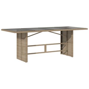vidaXL Hagebord med glassplate beige 190x80x75 cm polyrotting