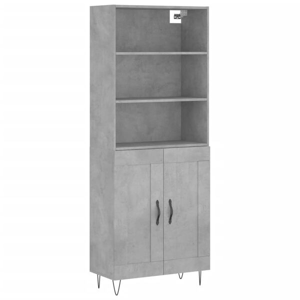 vidaXL Highboard betonggr&aring; 69,5x34x180 cm konstruert tre