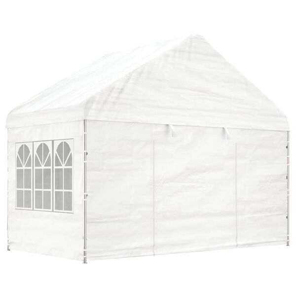 vidaXL Paviljong med tak hvit 15,61x4,08x3,22 m polyetylen