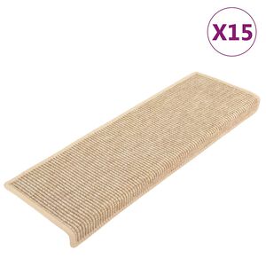 vidaXL Trappematter 15 stk 65x21x4 cm lys beige rektangul&aelig;r kant