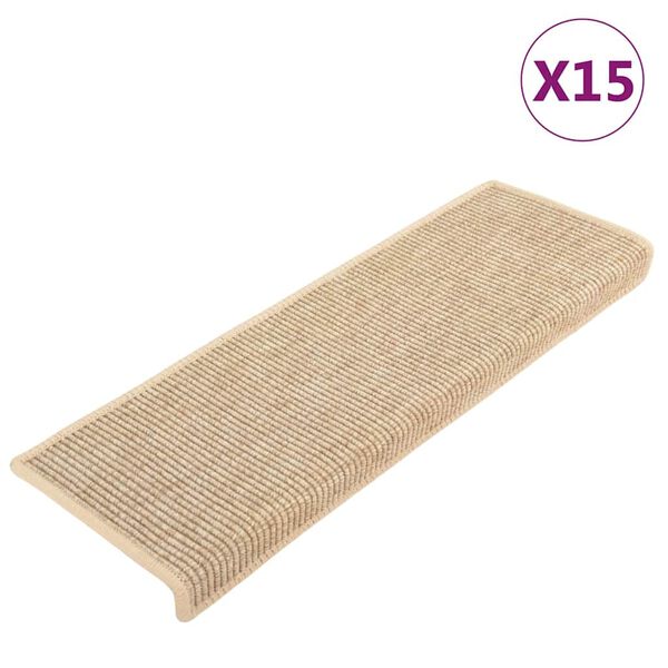 vidaXL Trappematter 15 stk 65x21x4 cm lys beige rektangul&aelig;r kant