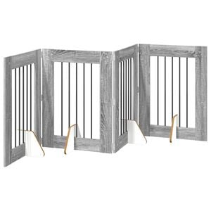 vidaXL Foldbar hundegitter med stativer 4 stk. Gr&aring; Sonoma 241 cm