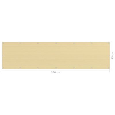 vidaXL Balkongskjerm beige 75x300 cm HDPE