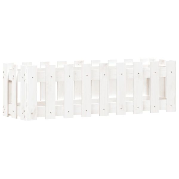 vidaXL H&oslash;ybed med gjerdedesign hvit 100x30x30 cm heltre furu