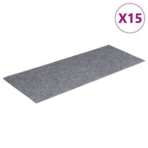 vidaXL Trappematter selvklebende 15 stk 60x25 cm lysegr&aring; rektangul&aelig;re