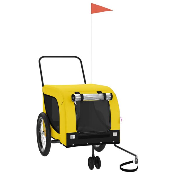 vidaXL Kj&aelig;ledyrsykkelhenger gul og svart oxfordstoff og jern